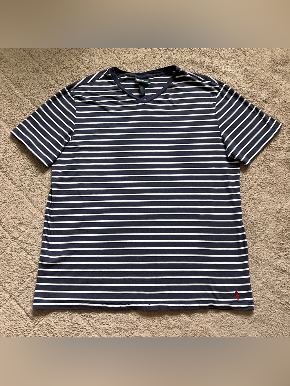 Polo Ralph Lauren Striped V-Neck T-shirt Preppy Minimalist Old Money Sz XL